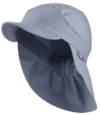 Sterntaler Schirmmütze Nacken Basic - Unisex Baby- und Kinder Mütze mit Nackenschutz - UV-Schutz 50+ Hut aus Popeline (Bio) - leichte Sommer Kopfbedeckung mit Gummiband - graublau, Größe 53