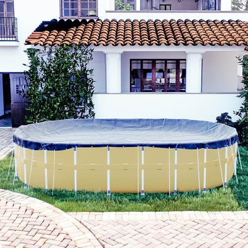 ColourTree 10' x 16' Premium Oval Blue Winter Swimming Pool Cover Tarp Safety Extra Heavy Duty, Waterproof, UV Resistant (Cover Size: 16'x28'/ 4 ft .Overlap) - (We Customize Size)