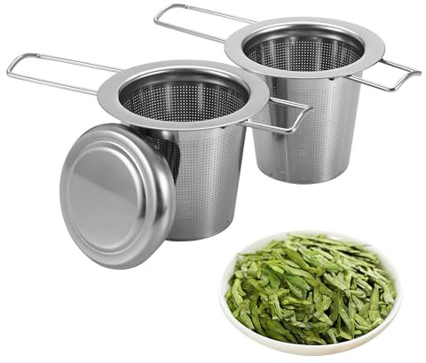 2 Pezzi Infusore Per Tisane, Filtri Da Tè Filtro Per Tè In Acciaio Inox Filtri,Coperchio e manico Pieghevole - Maglia Ffine, Adatta Alla Maggior parte Delle Tazze e Ciotole da tè