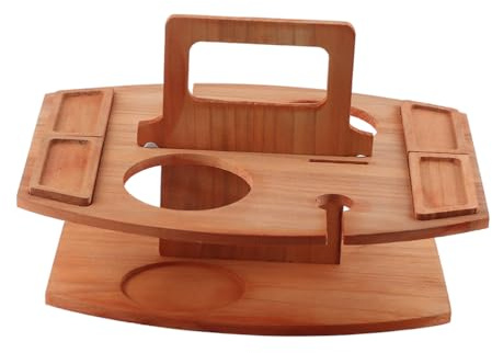 Ostplatta i trä, ostbräda set med bestick kolfiber, bärbart trä vin picknickbord för utomhusbruk, mellanmål och ostbricka, utomhus strandbord (trä)