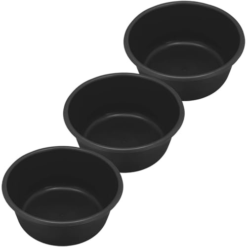 KOTARBAU® Set di 3 vaschette per malta da 14 l, in plastica, colore nero, diametro 31 cm, secchio da muratore, secchio da costruzione, secchio per malta, vaschetta in plastica, grande