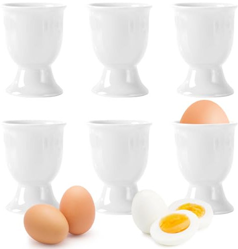 SUPRROW Set de 6 coquetiers,Support d'oeufs en Porcelaine,pour Oeufs Mous ou durs au Brunch et au Buffet Blancs