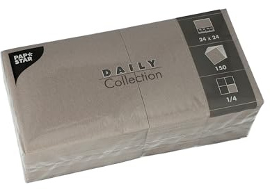 PAPSTAR, 150 tovaglioli DAILY Collection 1/4 piegato, 24 cm x 24 cm, grigio