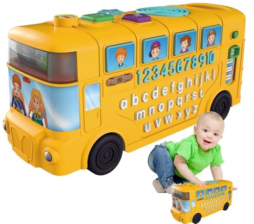Generico Bus d'apprentissage musical, jouet d'autobus scolaire avec son et lumière - Numéro d'autobus scolaire alphabet avec lumière | Phonetics Wheel Gear Game Preschool Educational Toy pour bébé