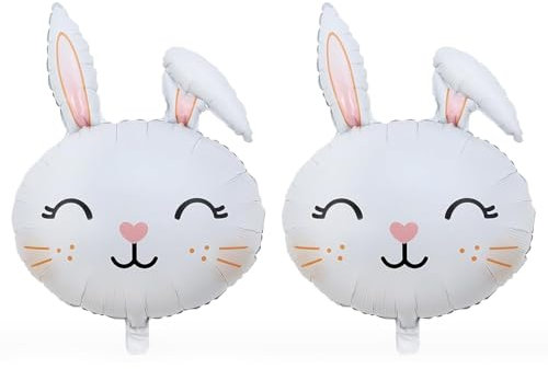 2 Pcs Easter Balloon Set, Creative Rabbit Bunny Balloons, Bunny Balloons Foil Balloon, for Easter Party Kids Birthday Home Garden Themed Party Celebrations Decorations