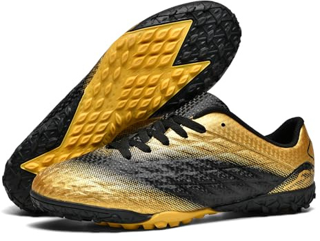 DEORUMN Indoor Soccer Shoes Mens Futsal Shoes Youth Turf Soccer Shoes Black