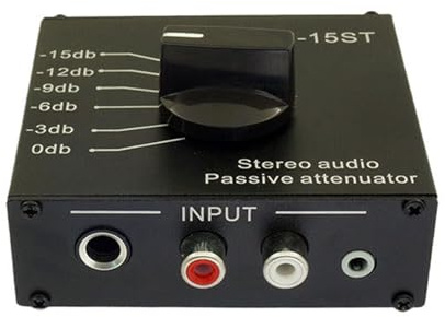 GMBYLBY Plug and Play Atténuateur de musique stéréo passif avec réglage d'atténuation multiple pour haut-parleurs, mixeurs, performances en direct, atténuateur en métal
