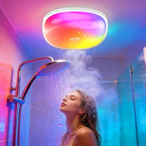 Wasserdichte Duschlampe IP65 mit Fernbedienung – 16 Farben LED Deckenlampe Akku, Touch & Fernbedienung, Magnetisch, Kabellos, Ohne Bohren für Badezimmer, Dusche, Bad, als Deckenlampe, Wandleuchte