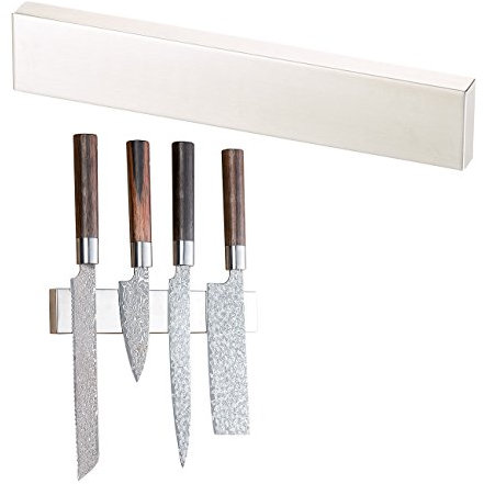 Rosenstein & Söhne Magnetleiste: Durchgehende Magnet-Messerleiste aus gebürstetem Edelstahl, 25,5 cm (Magnetleiste Messer, Messermagnetleiste, Flaschenöffner)