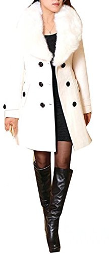 Damer vinterkappa yllekappa med fuskpälshalsband parka höstjacka elegant tvådelat trenchcoat lång kappa övergångsjacka dufflecoat Outwear med bälte