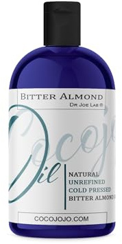 cocojojo Pure Bitter Almond Oil 8 oz Unrefined Cold Pressed Extra Virgin All Natural Perfect for Hair Face Skin Nails