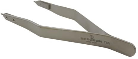 BERGEON 7825 Zange für Stege von Metallbandschließen, Federsteg-Kornzange, Edelstahl, ergonomisch, Werkzeug für Uhrmacher