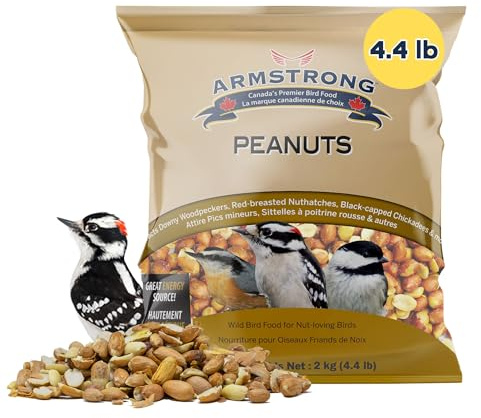 Armstrong Wild Bird Food Shelled Peanut Halves Bird Seed, 4.4 Pounds - for Downy Woodpeckers, Red-Breasted Nuthatches and Black-Capped Chickadees for Outside Feeders