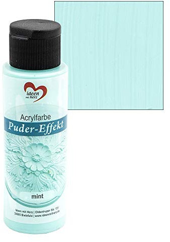 Ideen mit Herz Acrylfarbe Puder-Effekt | 70 ml | Antik-Optik | hochdeckend | hoch pigmentiert | auf Wasserbasis (mint)