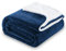 SOCHOW Waffle Sherpa Fleece Throw Blanket, Super Soft Fuzzy Warm, Lightweight Fluffy Reversible Plush Blanket for Bed Sofa Couch, 150cm×200cm Navy Blue