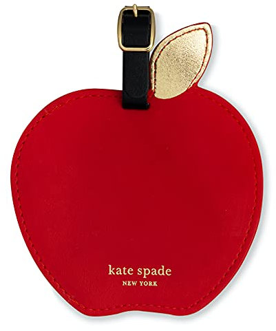 Kate Spade New York Runder Gepäckanhänger aus veganem Leder, für Damen, robuster Koffer-ID-Anhänger, Apfel