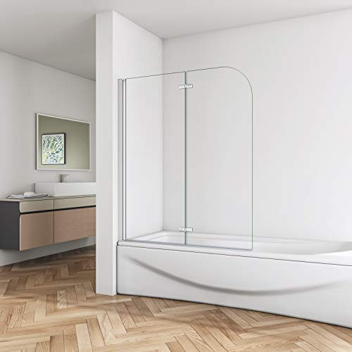Huiyang 900x1400mm Hinged 2 Glass Over Bath Shower Door Panel Folding Screen Reversible Nano