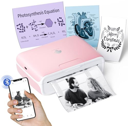 Phomemo M04S miniskrivare, bärbar termoskrivare, 300 DPI mobil skrivare, 110 mm för resor, studieanteckningar, etiketter, foton, miniskrivare för smartphone kompatibel med iOS och Android