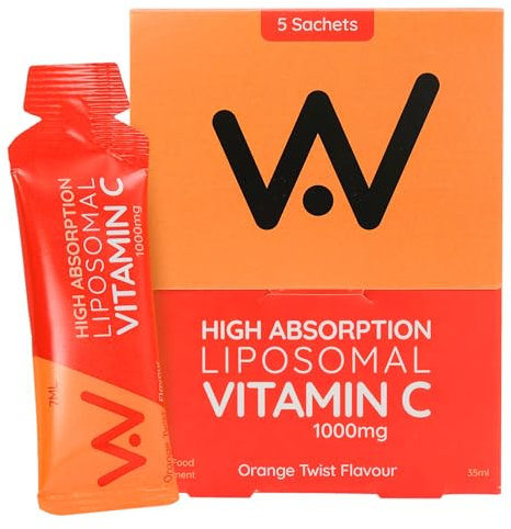 WELL ACTUALLY Liposomal Vitamin C 1000mg Sachets - High Strength Liquid Liposomal Vitamin C Supplement - Supports Immunity, Skin, Brain, Joints, Energy - Vegan, Orange Twist (5 Sachets)