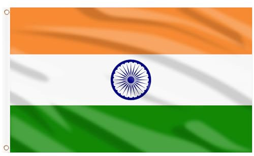 AhfuLife 1pcs Bandiera Tricolore Indiana, 150×90cm India Bandiere - Doppio Lato con Gli Occhi in Ottone, per la Coppa del Mondo di Cricket Decor, per la Decorazione del Partito (1 Pcs, India)