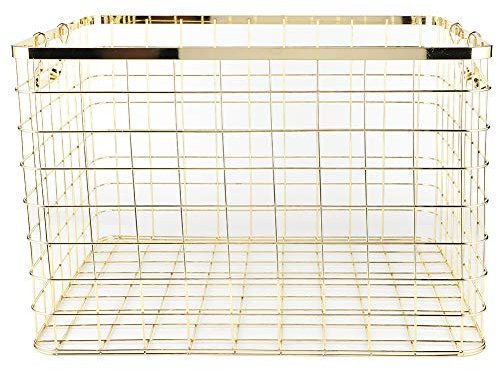 Cesta de Almacenamiento de Acero Inoxidable, Cesta de Alambre Dorado, Soporte para Libros, Cesta de Ropa, Almacenamiento de Archivos Moderno, Organizador de Almacenamiento de Metal, Cesta para Despens