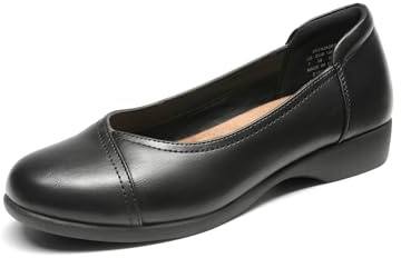 DREAM PAIRS Ballerines Plates Confortables à Enfiler pour Femme pour Le Bureau et Le Travail avec Semelle intérieure moulée 3D, Noir, 39 EU