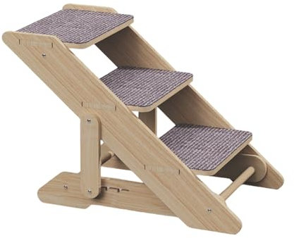 Verstellbare Hunderampe für kleine Hunde, tragbare faltbare Haustierrampe, Leiter, Katzenrampen aus Holz für Couch, Auto, hohe Betten, geeignet für verschiedene große, mittelgroße und kleine Katzen