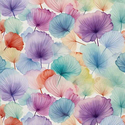 HEKO PANELS Tissu Oxford imperméable au mètre Toile en polyester Tissu de couture Tissu décoratif Déperlant Opaque Ginko Feuilles Aquarelle 1 mètre 155 x 100 cm DX2418