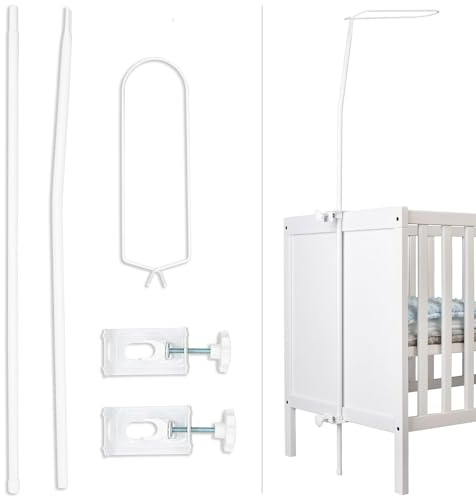 Babykajo Barra per baldacchino - Barra per baldacchino montaggio per lettino da bambino - Struttura in metallo per lettino da bambino e bambina - Struttura senza baldacchino