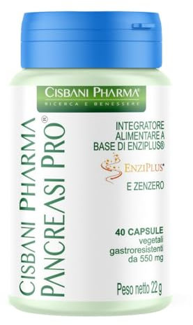 CISBANI PHARMA Pancreasi Pro - Integratore Alimentare con enzimi digestivi e Zenzero da 40 Capsule Vegetali - Enziplus Migliora la Digestione e la Riduzione del Gonfiore e Gas