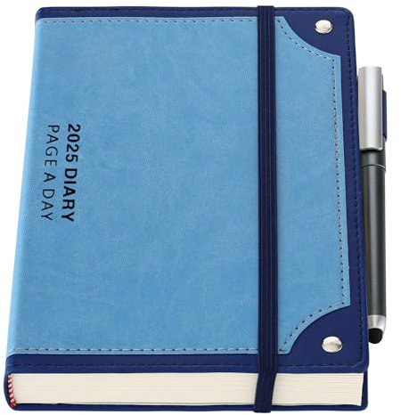 Mljtoyo Akademischer Terminplaner 2025, Seite pro Tag, Agenda, Tagesplaner von Januar 2025 bis Dezember 2025, Hardcover, Organizer, Wochenplaner mit Stift, Stifthalter, Aufklebern (Blau 2025)