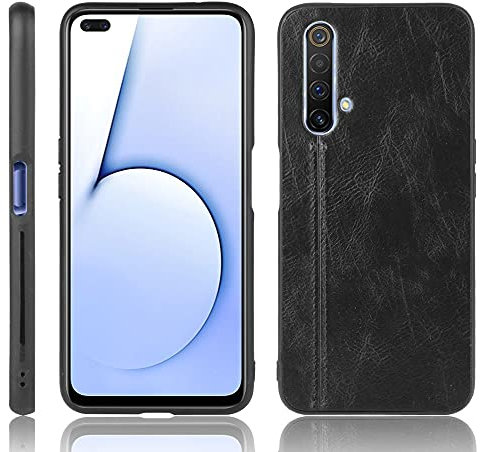 Jiajihua Funda Compatible con Realme X50 5G,Compatible con Realme X3 / X3 SuperZoom [PU Textura de Cuero] [PU+PC+TPU] Funda Protectora de cámara 3 en 1 Black
