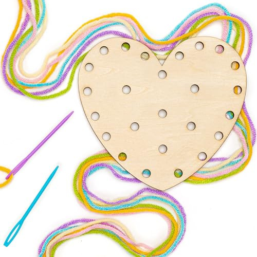 Valentine’s Day Craft Wooden Heart Kit with Yarn – DIY String Art Activity for Kids, Classroom, Teachers, Family & Valentine Gifts for Kids