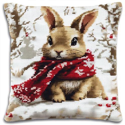 XDEGHUANGSS Kit di gancio per chiavistello cuscino,Kit di cuscino per gancio di chiusura, regalo ricamo decorazione per la casa, 43 x 43 cm, scoiattolo carino