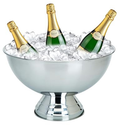 mucHome XXL Champagnerschale aus Edelstahl ⌀40cm Sektkühler Schale Getränke Champagner Wein Sekt Kühler