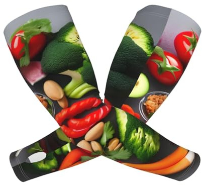 MyPiky Manicotti di raffreddamento di stampa di cibo sano Manicotti di raffreddamento Maniche da baseball maniche da sole per le donne uomini giardino sport