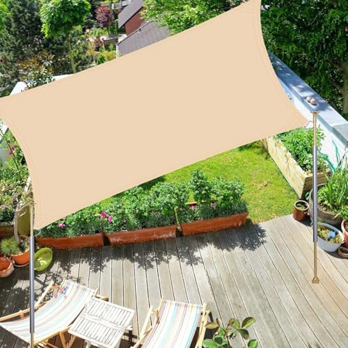 Tenda parasole impermeabile, resistente, beige, 2 x 3, tettoia rettangolare per esterni, blocco UV e copertura resistente all'acqua per patio, cortile e posto auto coperto, soluzione di protezione