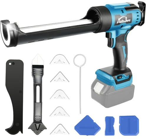 AUTOJARE Batteripatronpress, kompatibel med Makita 18 V batteri, borstlös motor, elektrisk patronpistol med 6 hastigheter LED-ljus för fyllning och tätning (utan batteri)