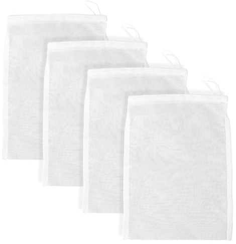 4 Pack Nut Milk Bag, 11”X8” Strainer Bag,Strong & Durable Reusable Almond Juice Press Nylon Bag for Cold Brew Coffee Straining Fruit Juice Cheese Tofu Yogurt Tea Ginger (4, M)