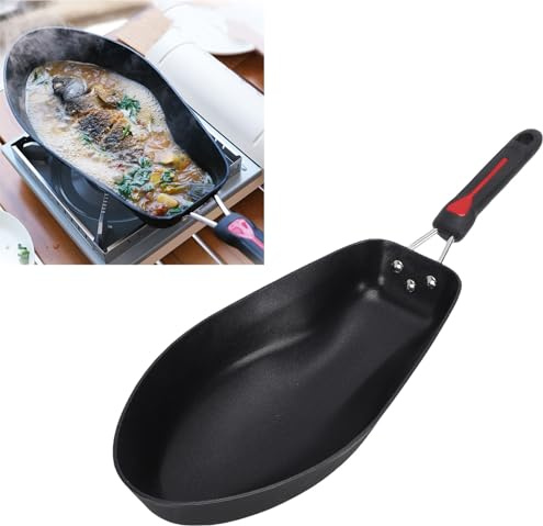 Buachois Sartén Sartén de Parrilla con Forma de Pescado, Sartén para Freír Pescado Antiadherente con Revestimiento 3D, Sartén de Parrilla para Cocinar