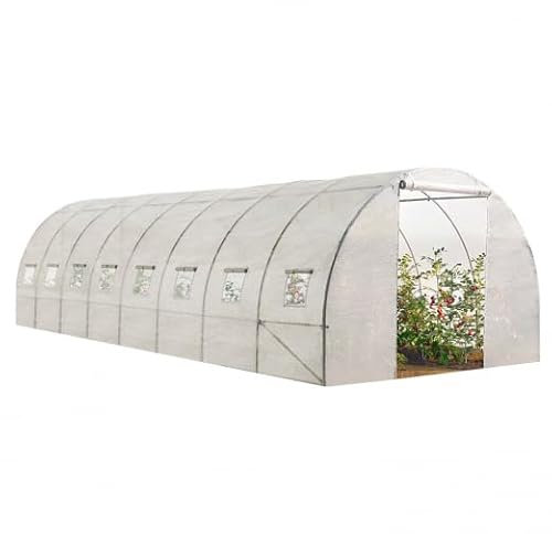 IDMarket - Serre Tunnel de Jardin 24M² Blanche Gamme maraîchère des Andes 8x3M