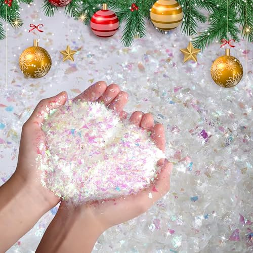 HOVUK® Artificial Snowflakes Christmas Decoration Fake Snow Flakes Xmas Decor and Crafts for Winter Frozen, Wedding, Birthday, New Year Holiday Party (100gm Snowflakes)