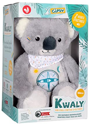 Gipsy Toys - KWALY - Koala conteur d’histoires - Peluche qui parle interactive - version française - 2 heures de contes merveilleux pour enfants de 2 à 8 ans 056071 Gris