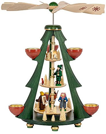 Rudolphs Schatzkiste Piramide dell'albero di bosco colorato a 3 piani per lumini altezza 40 cm, piramide di legno