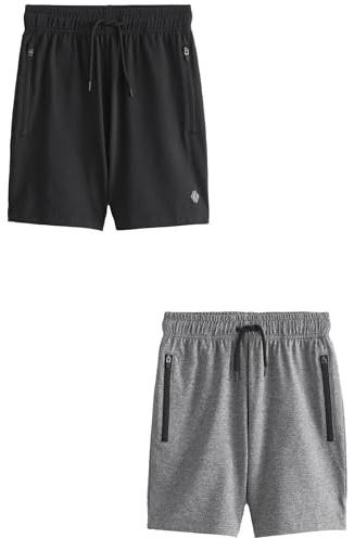 NEXT Niños Pack de 2 Pantalones Cortos de Deporte Ligeros Negro/Gris 12 Años