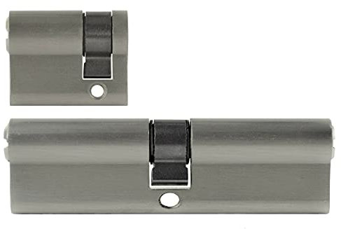 2 likadana 1 x profilcylinder 50/50 mm 1 x halvcylinder 30/10 mm (justerbar låsbart låsbar) 5 nycklar
