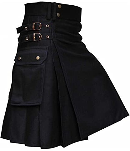 Yolimok MOVERV Falda Escocesa para Hombre Falda Medieval Vintage Punk Gothic Tradicional Highland Combat Kilt Escocesa Vestido Tierras Altas Tradicional Hombres Kilt Falda Escocesa Scottish Skirt