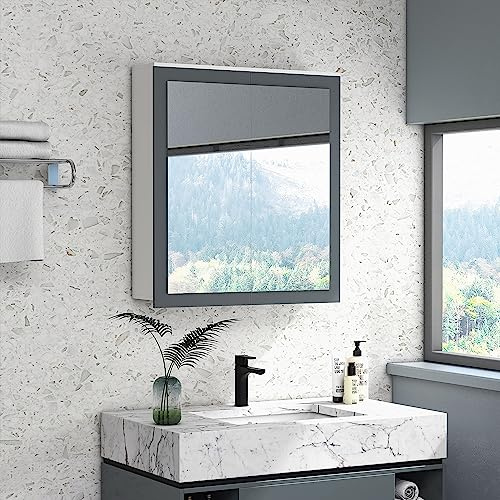 kleankin Armario de Baño con Espejo para Colgar 69x17x75,5 cm Blanco
