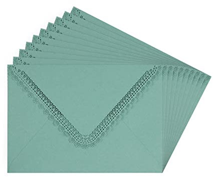 Briefumschlag Bunt 10 Stück Set Umschlag für Grußkarte Ausgehöhlt Briefumschlag Vintage Elegant Umschlag für Erntedankfest Weihnachten Valentinstag Geburtstag Hochzeit 16x11.3cm(LxB) Hellblau