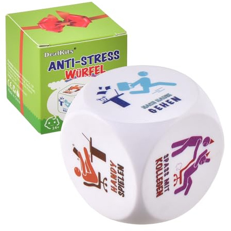 DealKits Cube anti-stress coloré pour soulager le stress avec 6 actions amusantes, jouet amusant anti-stress, cadeau d'adieu, cadeau pour collègues, avec boîte cadeau pour les employés
